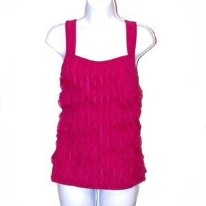 Apostrophe Pink Fuchsia Vertical Ruffles Top
